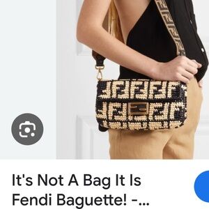 Fendi Raffia Zucca Forever Baguette Bag